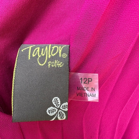 Taylor  Chiffon Pleated Color Block Sleeveless Midi Dress Size 12p - Picture 6 of 6